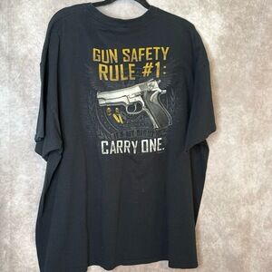 2014 Buck Wear Gun Safety Rule #1 Carry One Plus Size 3X Black Unisex‎ Tee